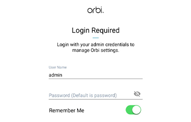 Access Orbi App Login Interface